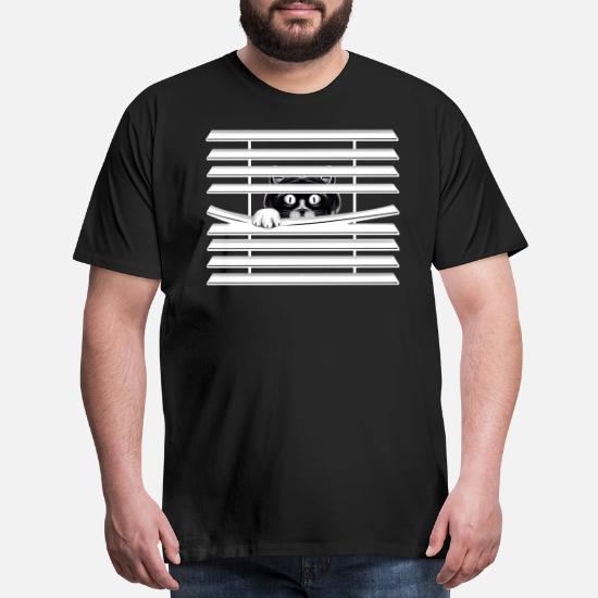 cat peeking through blinds shirt